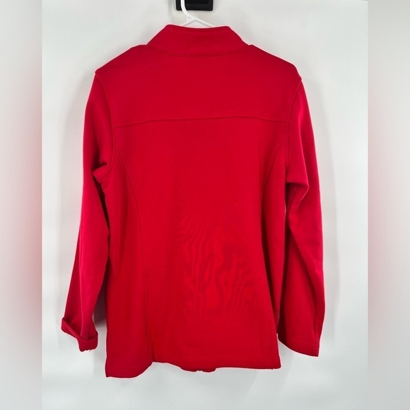 Quacker factory red bejeweled full zip long sleeve jacket size S - Picture 5 of 8